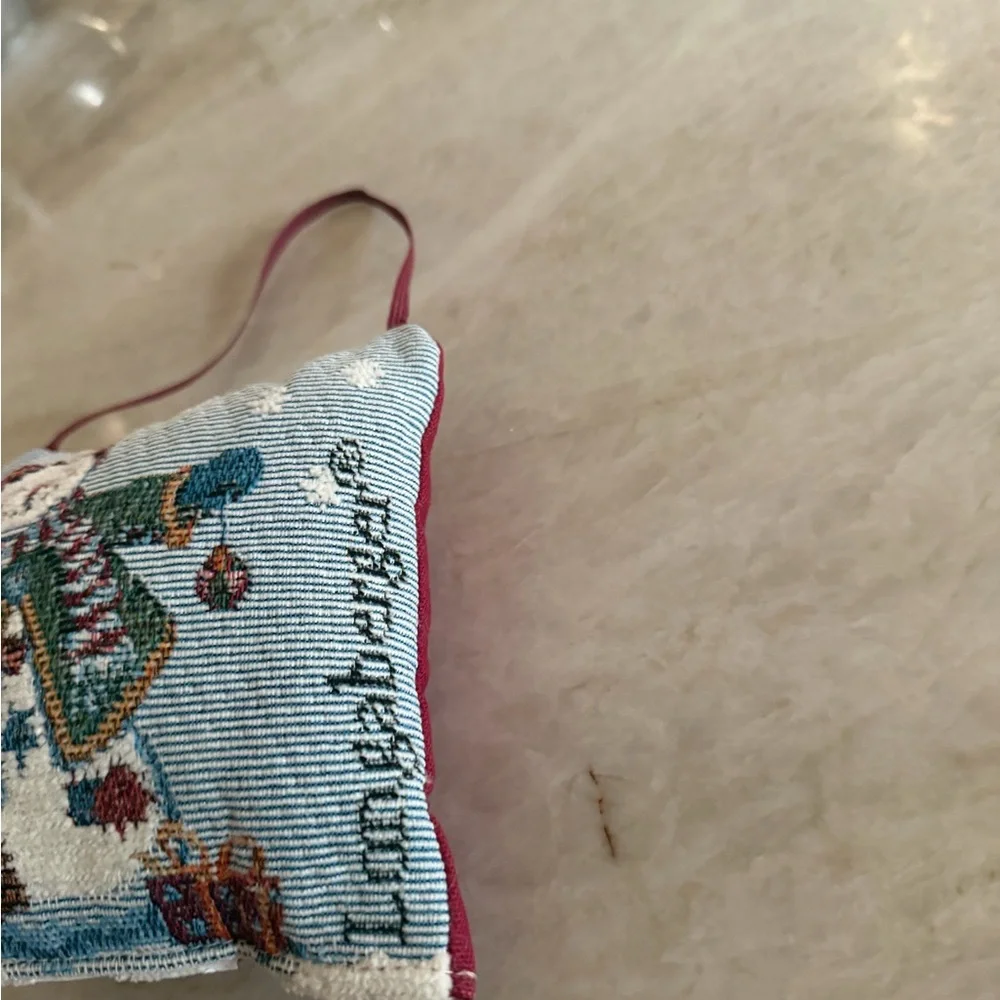 Longaberger Festive Snowman Pillow - Blue and Brown